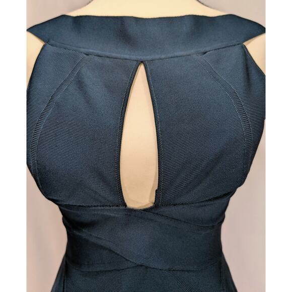 Hervé L. Leroux Couture Bandage Dress Teal Size 42 (Fits US 4–6) Made in France - Picture 5 of 10